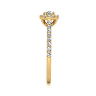 1/2 Carat Perfect Halo Diamond Engagement Ring In 14 Karat Yellow Gold