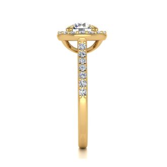 1.25 Carat Perfect Halo Diamond Engagement Ring In 14K 14 Karat Yellow Gold
