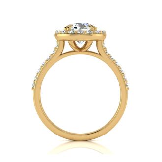 2.00 Carat Perfect Halo Diamond Engagement Ring In 14K 14 Karat Yellow Gold