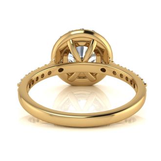 2.00 Carat Perfect Halo Diamond Engagement Ring In 14K 14 Karat Yellow Gold