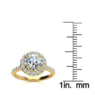 2.00 Carat Perfect Halo Diamond Engagement Ring In 14K 14 Karat Yellow Gold