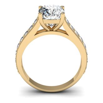 2 Carat Diamond Engagement Ring With 1 1/2 Carat Cushion Cut Center Diamond In 14K Yellow Gold