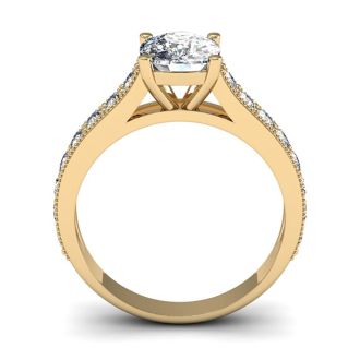 2 1/2 Carat Diamond Engagement Ring With 2 Carat Cushion Cut Center Diamond In 14K Yellow Gold