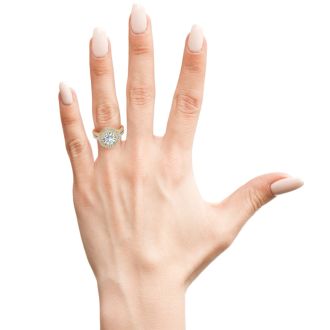 2 1/2 Carat Double Halo Round Diamond Engagement Ring in 14 Karat Yellow Gold