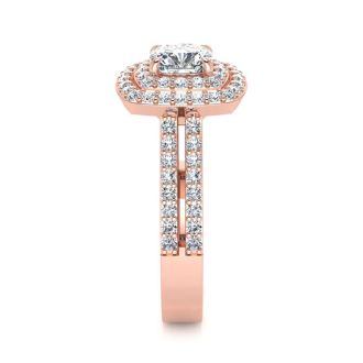 1 1/2 Carat Halo Diamond Engagement Ring in 14k Rose Gold