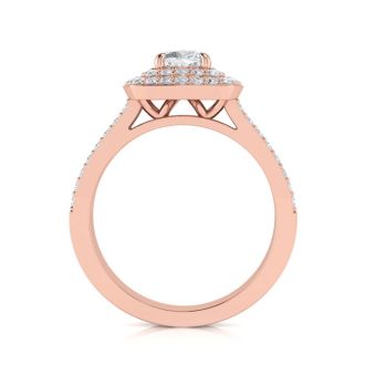 1 1/2 Carat Halo Diamond Engagement Ring in 14k Rose Gold