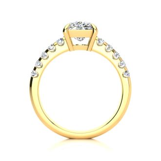 2.30 Carat Traditional Diamond Engagement Ring with 2 Carat Center Cushion Cut Solitaire In 14 Karat Yellow Gold