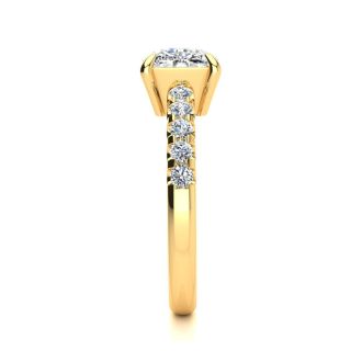 2.30 Carat Traditional Diamond Engagement Ring with 2 Carat Center Cushion Cut Solitaire In 14 Karat Yellow Gold