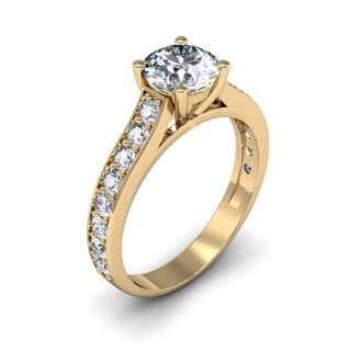 1 1/2 Carat Classic Engagement Ring With 1 Carat Center Diamond In 14K Yellow Gold