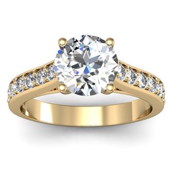 2 Carat Classic Engagement Ring With 1 1/2 Carat Center Diamond In 14K Yellow Gold