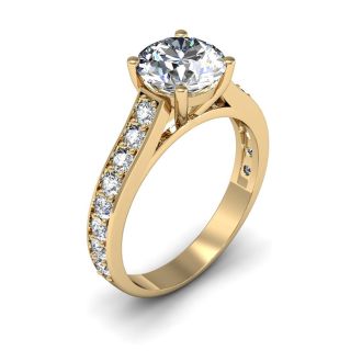 2 Carat Classic Engagement Ring With 1 1/2 Carat Center Diamond In 14K Yellow Gold