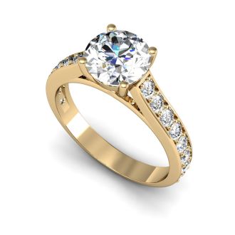 2 Carat Classic Engagement Ring With 1 1/2 Carat Center Diamond In 14K Yellow Gold