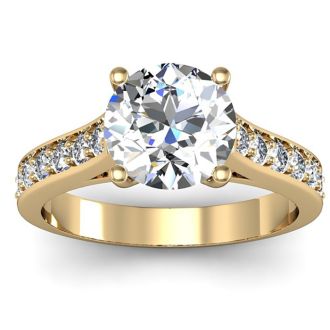 2 1/2 Carat Classic Engagement Ring With 2 Carat Center Diamond In 14K Yellow Gold