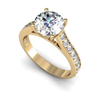 2 1/2 Carat Classic Engagement Ring With 2 Carat Center Diamond In 14K Yellow Gold