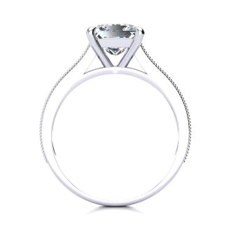 1 1/2 Carat Diamond Engagement Ring With 1 Carat Princess Cut Center Diamond In 14K White Gold