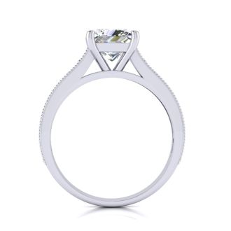 2 Carat Diamond Engagement Ring With 1 1/2 Carat Princess Cut Center Diamond In 14K White Gold