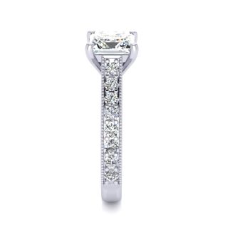 2 Carat Diamond Engagement Ring With 1 1/2 Carat Princess Cut Center Diamond In 14K White Gold