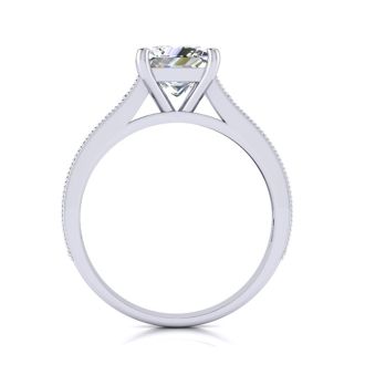 2 1/2 Carat Diamond Engagement Ring With 2 Carat Princess Cut Center Diamond In 14K White Gold