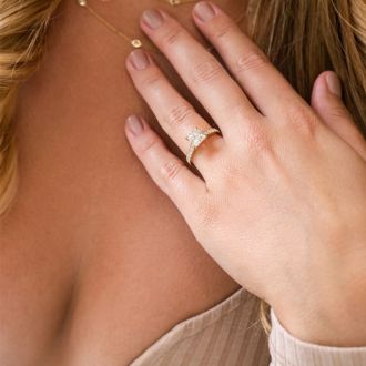 2 1/2 Carat Diamond Engagement Ring With 2 Carat Princess Cut Center Diamond In 14K Yellow Gold