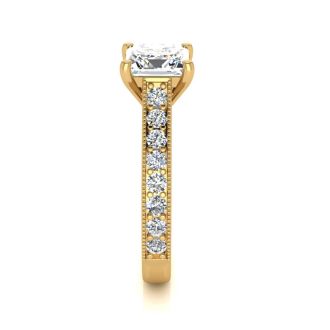 2 1/2 Carat Diamond Engagement Ring With 2 Carat Princess Cut Center Diamond In 14K Yellow Gold