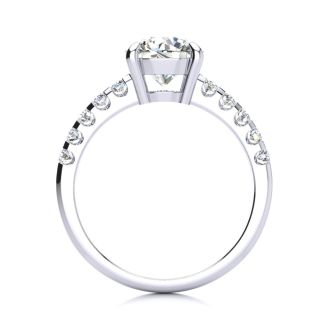 2.30 Carat Traditional Diamond Engagement Ring with 2 Carat Center Round Solitaire In 14 Karat White Gold