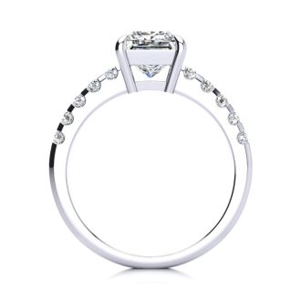 1 3/4 Carat Traditional Diamond Engagement Ring with 1 1/2 Carat Center Princess Cut Solitaire In 14 Karat White Gold 