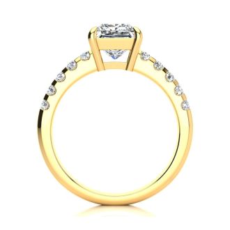 1 3/4 Carat Traditional Diamond Engagement Ring with 1 1/2 Carat Center Princess Cut Solitaire In 14 Karat Yellow Gold 