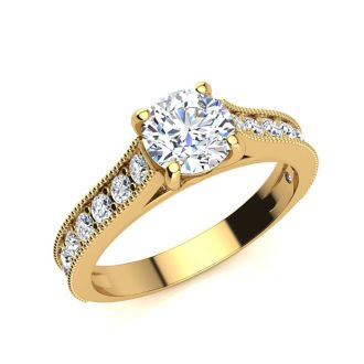 1 1/2 Carat Diamond Engagement Ring With 1 Carat Center Diamond In 14K Yellow Gold
