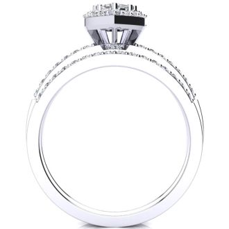 1/2 Carat Heart Halo Diamond Bridal Set in White Gold