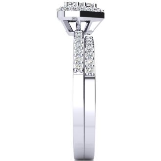 1/2 Carat Heart Halo Diamond Bridal Set in White Gold