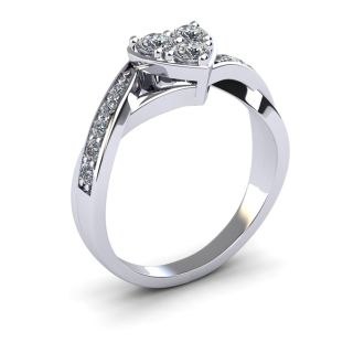 1/2 Carat Heart Shape Engagement Ring In White Gold