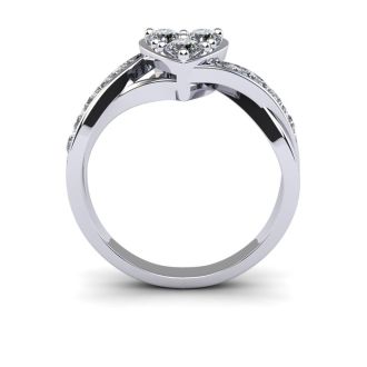 1/2 Carat Heart Shape Engagement Ring In White Gold