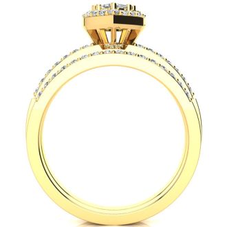 1/2 Carat Heart Halo Bridal Set in Yellow Gold