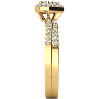 1/2 Carat Heart Halo Bridal Set in Yellow Gold