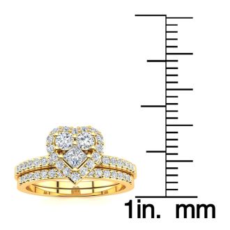 1/2 Carat Heart Halo Bridal Set in Yellow Gold