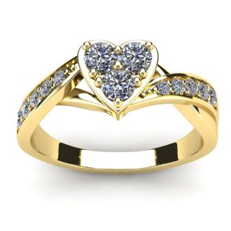 Cheap Engagement Rings, 1/2 Carat Heart Shape Engagement Ring In Yellow Gold
