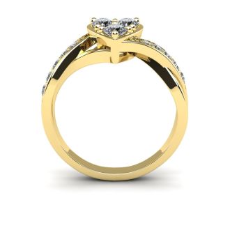 Cheap Engagement Rings, 1/2 Carat Heart Shape Engagement Ring In Yellow Gold