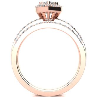 1/2 Carat Heart Halo Diamond Bridal Set in Rose Gold