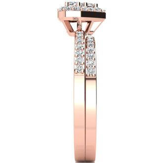 1/2 Carat Heart Halo Diamond Bridal Set in Rose Gold