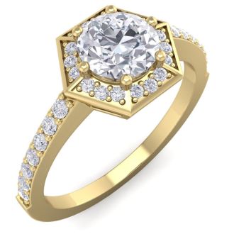 1 Carat Halo Diamond Engagement Ring In 14 Karat Yellow Gold