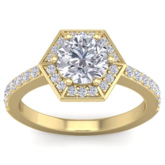 2 Carat Halo Diamond Engagement Ring In 14 Karat Yellow Gold