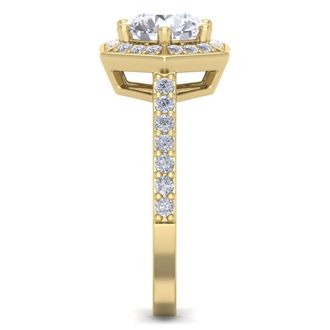 2 1/2 Carat Halo Diamond Engagement Ring In 14 Karat Yellow Gold
