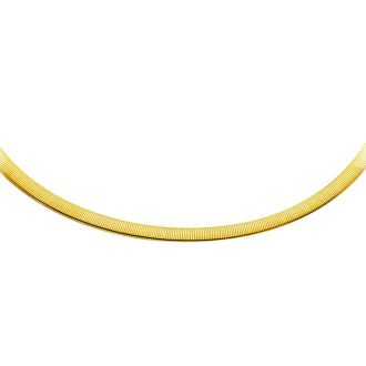14 Karat Yellow & White Gold 6.0mm 7 Inch Two-Tone Reversible Omega Chain Bracelet