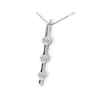 Contemporary 1ct  Channel Set Diamond Pendant in 14k White Gold