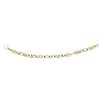 14 Karat Yellow & White Gold 7.5mm 7.25 Inch Oval Link Fancy Bracelet