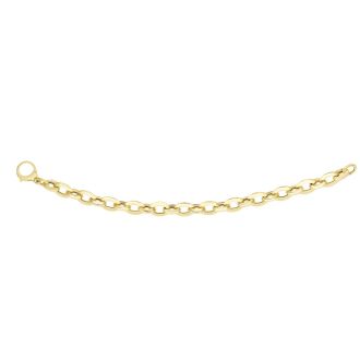14 Karat Yellow Gold 9.4mm 7.25 Inch Shiny Oval Fancy Link Bracelet