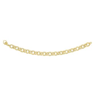 14 Karat Yellow Gold 8.8mm 7.25 Inch Textured & Shiny Oval Link Bracelet