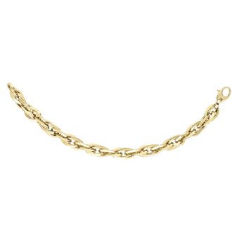 14 Karat Yellow Gold 7mm 7.75 Inch Shiny Double Oval Link Bracelet