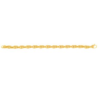 14 Karat Yellow Gold 7.50 Inch Shiny Double Oval Link Fancy Bracelet