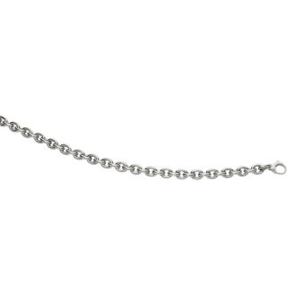 14 Karat White Gold 7.50 Inch Single Oval Cable Chain Link Bracelet